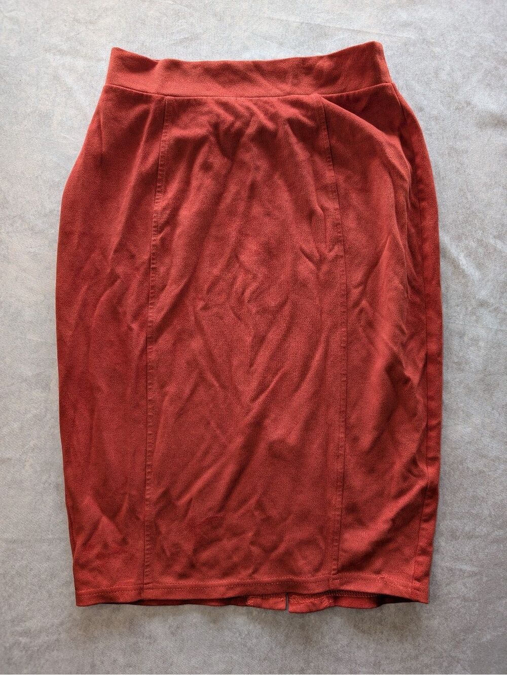 Terracotta Faux Suede Pencil Skirt